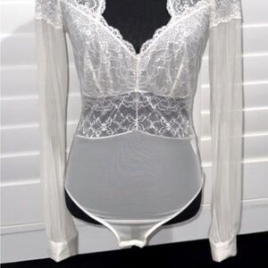 I.N.C. International Concepts long-sleeve lace mesh bodysuit